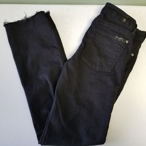 7 For All Mankind Black SkinnyBoot Frayed Hem A103